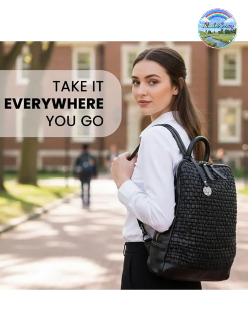 Genuine Leather Backpack 12.5 In Laptop Bag Travel Work